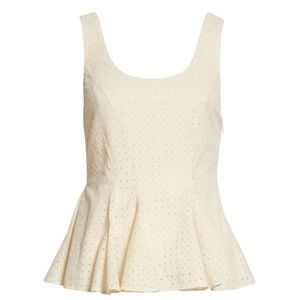 REBECCA TAYLOR EYELET PEPLUM TANK